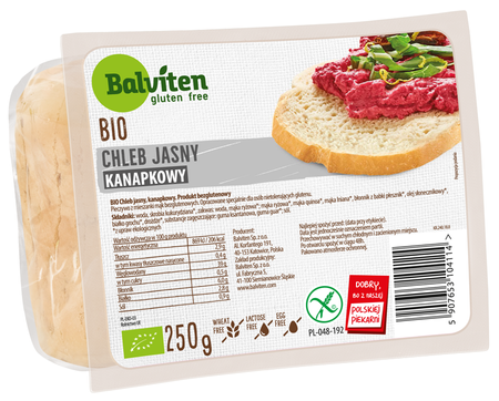 CHLEB JASNY KANAPKOWY BEZGLUTENOWY BIO 250 g - BALVITEN