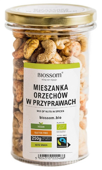 MIX ORZECHÓW W PRZYPRAWACH FAIR TRADE BEZGLUTENOWE BIO 250 g - BIOSSOM