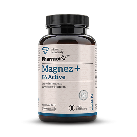 MAGNEZ + WITAMINA B6 ACTIV BEZGLUTENOWY 120 KAPSUŁEK - PHARMOVIT (CLASSIC)
