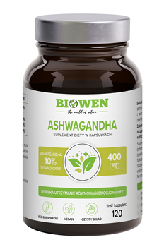ASHWAGANDHA EKSTRAKT (400 mg) BEZGLUTENOWY 120 KAPSUŁEK - BIOWEN