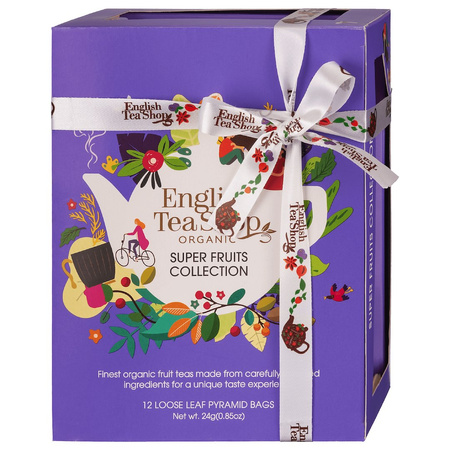 KOLEKCJA HERBATEK OWOCOWYCH BIO PIRAMIDKI (SUPER FRUITS – 6 SMAKÓW) (12 x 2 g) 24 g - ENGLISH TEA SHOP ORGANIC