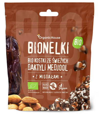 KOSTKI DAKTYLOWE Z MIGDAŁAMI BEZGLUTENOWE BIO 50 g - ORGANICHOUSE (BIONELKI)
