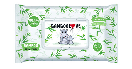 CHUSTECZKI BAMBUSOWE NAWILŻANE DLA DZIECI 99,3 % WODY 60 szt. - BAMBOOLOVE