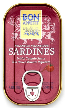 SARDYNKI PORTUGALSKIE W PIKANTNYM SOSIE POMIDOROWYM 120 g (78 g) - BON APPETIT
