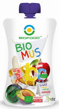 MUS ŚLIWKA - BANAN - JABŁKO BEZGLUTENOWY BIO 90 g - BIOFOOD