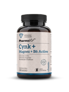 CYNK + MAGNEZ + WITAMINA B6 ACTIVE BEZGLUTENOWY 120 KAPSUŁEK - PHARMOVIT (CLASSIC)
