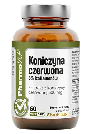 KONICZYNA CZERWONA EKSTRAKT (500 mg) BEZGLUTENOWY 60 KAPSUŁEK - PHARMOVIT (CLEAN LABEL)