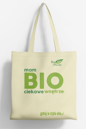 TORBA NA ZAKUPY Z DNEM I BOKAMI (BAWEŁNIANA) Z LOGO BIO PLANET