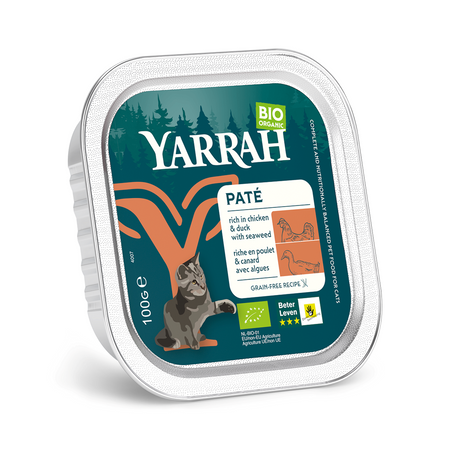 (DLA KOTA DOROSŁEGO) PASZTET Z KURCZAKA I KACZKI Z ALGAMI MORSKIMI BIO 100 g - YARRAH