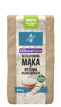 MĄKA RYŻOWA PEŁNOZIARNISTA BEZGLUTENOWA 500 g - NATURAVENA