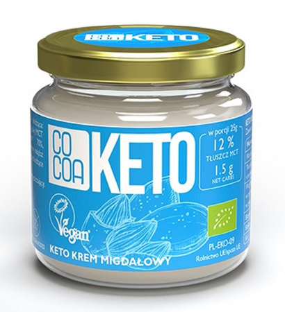KREM MIGDAŁOWY Z OLEJEM MCT BEZ DODATKU CUKRÓW KETO BIO 200 g - COCOA