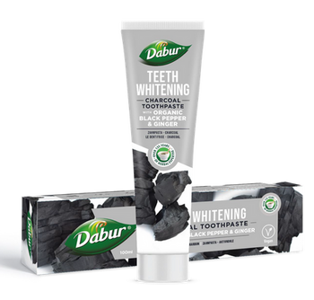 PASTA DO ZĘBÓW WYBIELAJĄCA WĘGLOWA Z PIEPRZEM I IMBIREM BEZ FLUORU 100 ml - DABUR