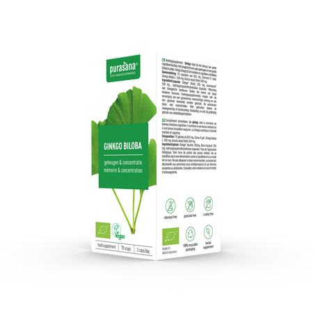 MIŁORZĄB JAPOŃSKI (GINKGO BILOBA) BIO (250 mg) 70 KAPSUŁEK - PURASANA