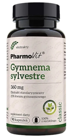 GURMAR EKSTRAKT (GYMNEMA SYLVESTRE) (360 mg) BEZGLUTENOWA 90 KAPSUŁEK - PHARMOVIT (CLASSIC)