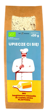 MIESZANKA DO WYPIEKU CHLEBA KLASYCZNA BEZ DODATKU CUKRÓW BEZGLUTENOWA BIO 420 g - PIĘĆ PRZEMIAN