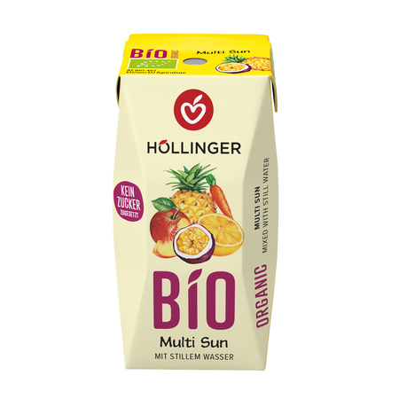 NEKTAR WIELOOWOCOWY + MARCHEW BEZ DODATKU CUKRÓW (MULTI SUNRISE) BIO 200 ml - HOLLINGER