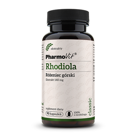 RHODIOLA - RÓŻENIEC GÓRSKI EKSTRAKT (140 mg) BEZGLUTENOWY 90 KAPSUŁEK - PHARMOVIT (CLASSIC)