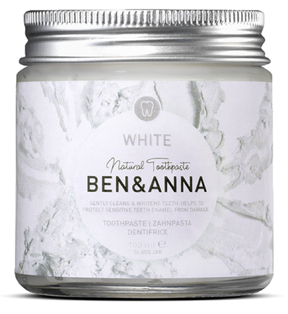 PASTA DO ZĘBÓW WYBIELAJĄCA BEZ FLUORU ECO 100 ml (SŁOIK) - BEN & ANNA