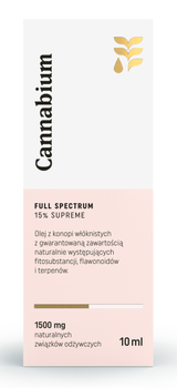 OLEJ Z KONOPI SUPREME 15 % (1500 mg FITOSKŁADNIKÓW) 10 ml - CANNABIUM