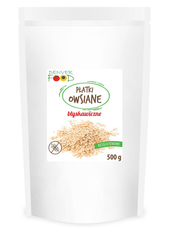 PŁATKI OWSIANE BŁYSKAWICZNE BEZGLUTENOWE 500 g - DENVER FOOD