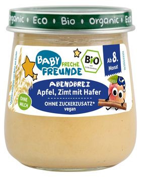 MUS JABŁKO - OWIES - CYNAMON BEZ DODATKU CUKRÓW OD 8 MIESIĄCA BIO 120 g - FRECHE FREUNDE