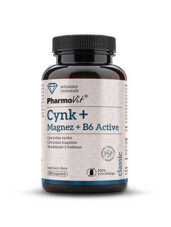 CYNK + MAGNEZ + WITAMINA B6 ACTIVE BEZGLUTENOWY 120 KAPSUŁEK - PHARMOVIT (CLASSIC)