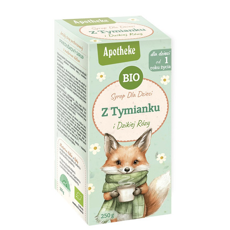 SYROP DLA DZIECI Z TYMIANKU I DZIKIEJ RÓŻY PO 1 ROKU BIO 250 g - APOTHEKE