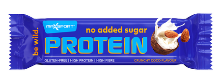 BATON PROTEINOWY KOKOSOWO - MIGDAŁOWY W MLECZNEJ CZEKOLADZIE BEZ DODATKU CUKRÓW BEZGLUTENOWY 40 g - MAXSPORT