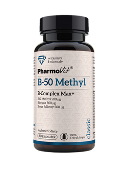 WITAMINA B-50 METHYL B-COMPLEX MAX+ BEZGLUTENOWA 60 KAPSUŁEK - PHARMOVIT (CLASSIC)