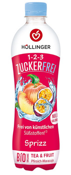 NAPÓJ GAZOWANY O SMAKU BRZOSKWINIA - MARAKUJA BEZ CUKRU BIO 500 ml - HOLLINGER