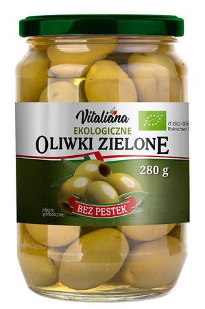 OLIWKI ZIELONE BEZ PESTEK W ZALEWIE BIO 280 g (150 g)- VITALIANA