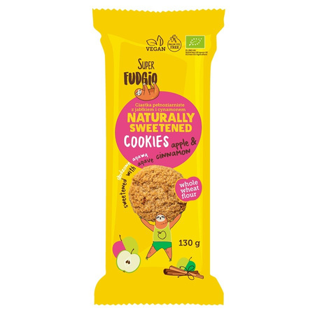 CIASTKA PEŁNOZIARNISTE Z JABŁKIEM I CYNAMONEM SŁODZONE AGAWĄ BIO 130 g - ME GUSTO (SUPER FUDGIO)