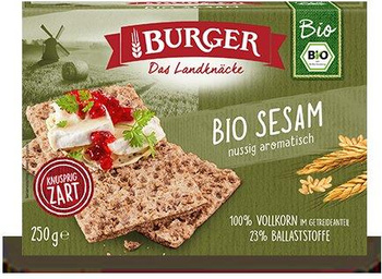 PIECZYWO CHRUPKIE BŁONNIKOWE ŻYTNIE RAZOWE Z SEZAMEM BIO 250 g - BURGER