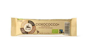 BATON Z NADZIENIEM KOKOS - MANGO - CHRUPKI ZBOŻOWE W POLEWIE Z MLECZNEJ CZEKOLADY FAIR TRADE BIO 33 g - ALCE NERO