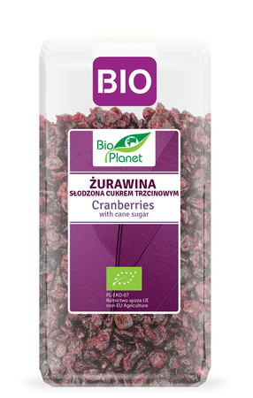 ŻURAWINA SŁODZONA CUKREM TRZCINOWYM BIO 400 g - BIO PLANET