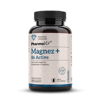 MAGNEZ + WITAMINA B6 ACTIV BEZGLUTENOWY 120 KAPSUŁEK - PHARMOVIT (CLASSIC)