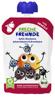 MUS JABŁKO - JAGODA - CZARNA PORZECZKA - JEŻYNA BEZ DODATKU CUKRÓW BEZGLUTENOWY OD 6 MIESIĄCA BIO 100 g - FRECHE FREUNDE